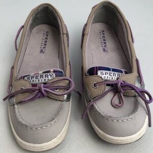 Sperry Angelfish gray and purple sequin boat shoes 5.5